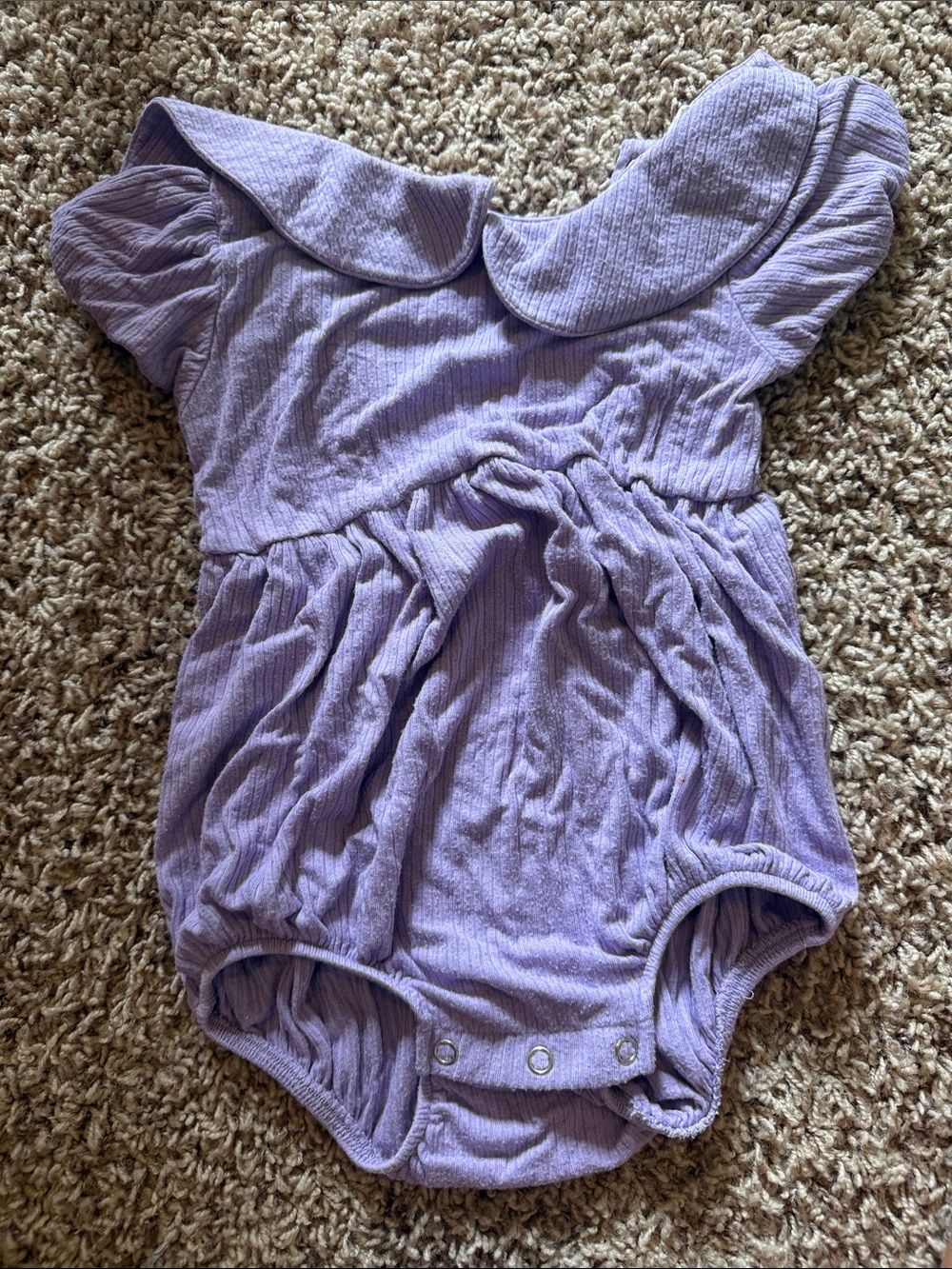 Kate Quinn Lilac Baby Romper with Peter Pan Collar